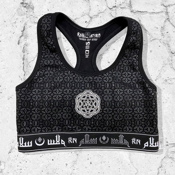 MIND OF ZEN V2 • BLACK/WHITE • Luxe Sports Bra Sports Bra 