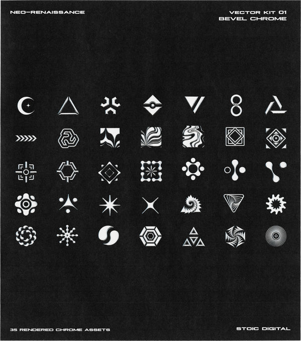 Neo Renaissance • Vector Asset Pack 01 Bevel Chrome • Stoic Digital 