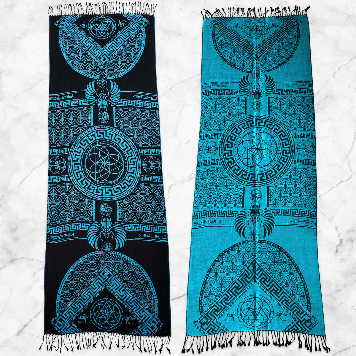 DREAM AWAKE • SKY BLUE • Reversible Festival Shawl/Scarf Shawls 