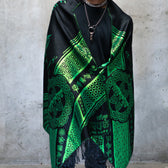 LOVE IS LAW • NUCLEAR GREEN • UV-Reactive Reversible Festival Shawl/Scarf Shawls 