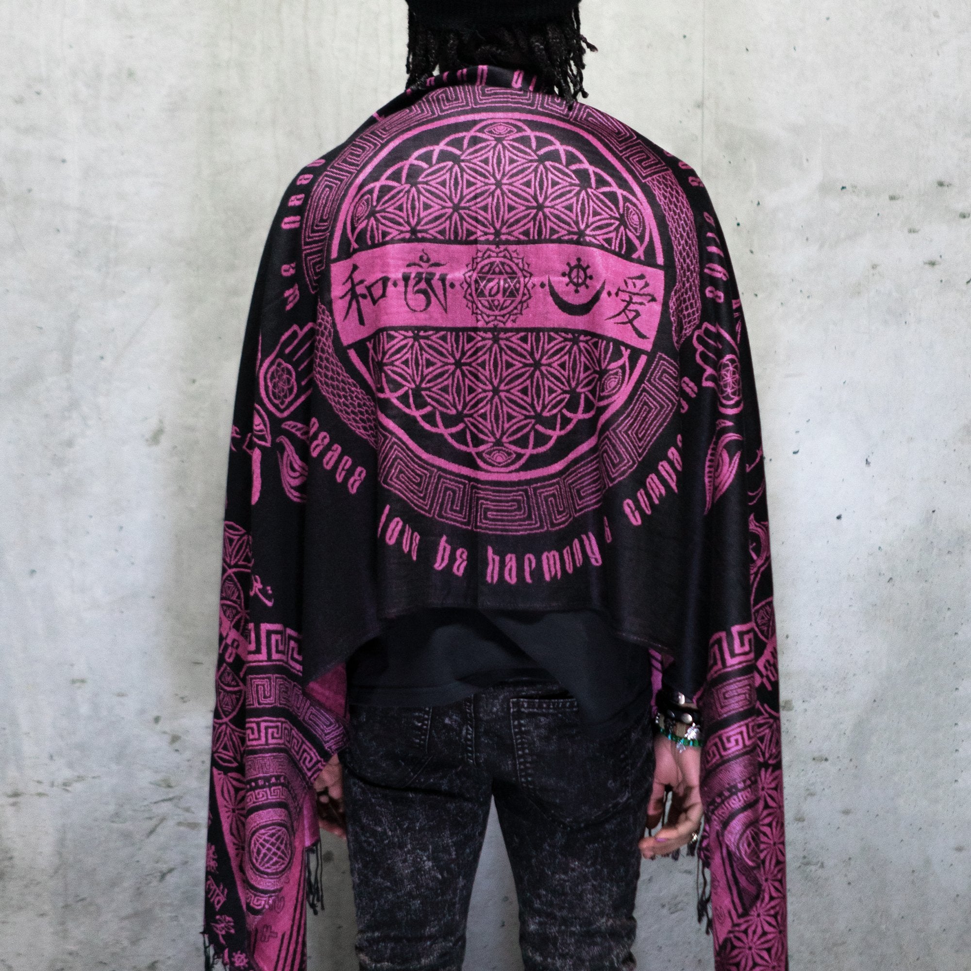 LOVE IS LAW • NEON PINK • Reversible Festival Shawl/Scarf Shawls 