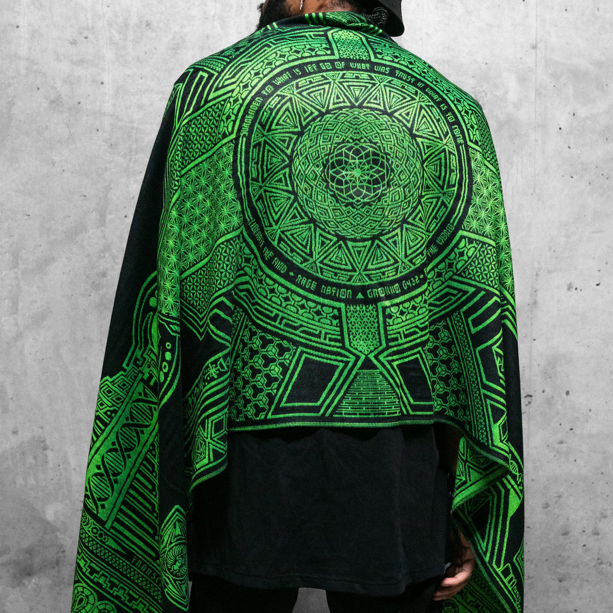 PRE-ORDER • TRANSCENDENCE • NUCLEAR GREEN • GROKKO • UV-Reactive Reversible Festival Shawl/Scarf Shawls 