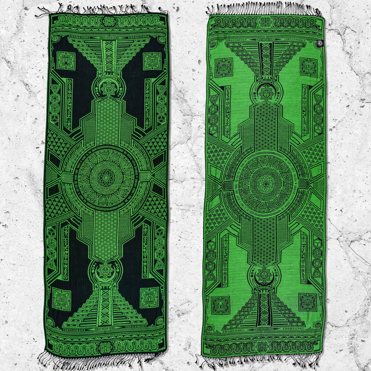 PRE-ORDER • TRANSCENDENCE • NUCLEAR GREEN • GROKKO • UV-Reactive Reversible Festival Shawl/Scarf Shawls 