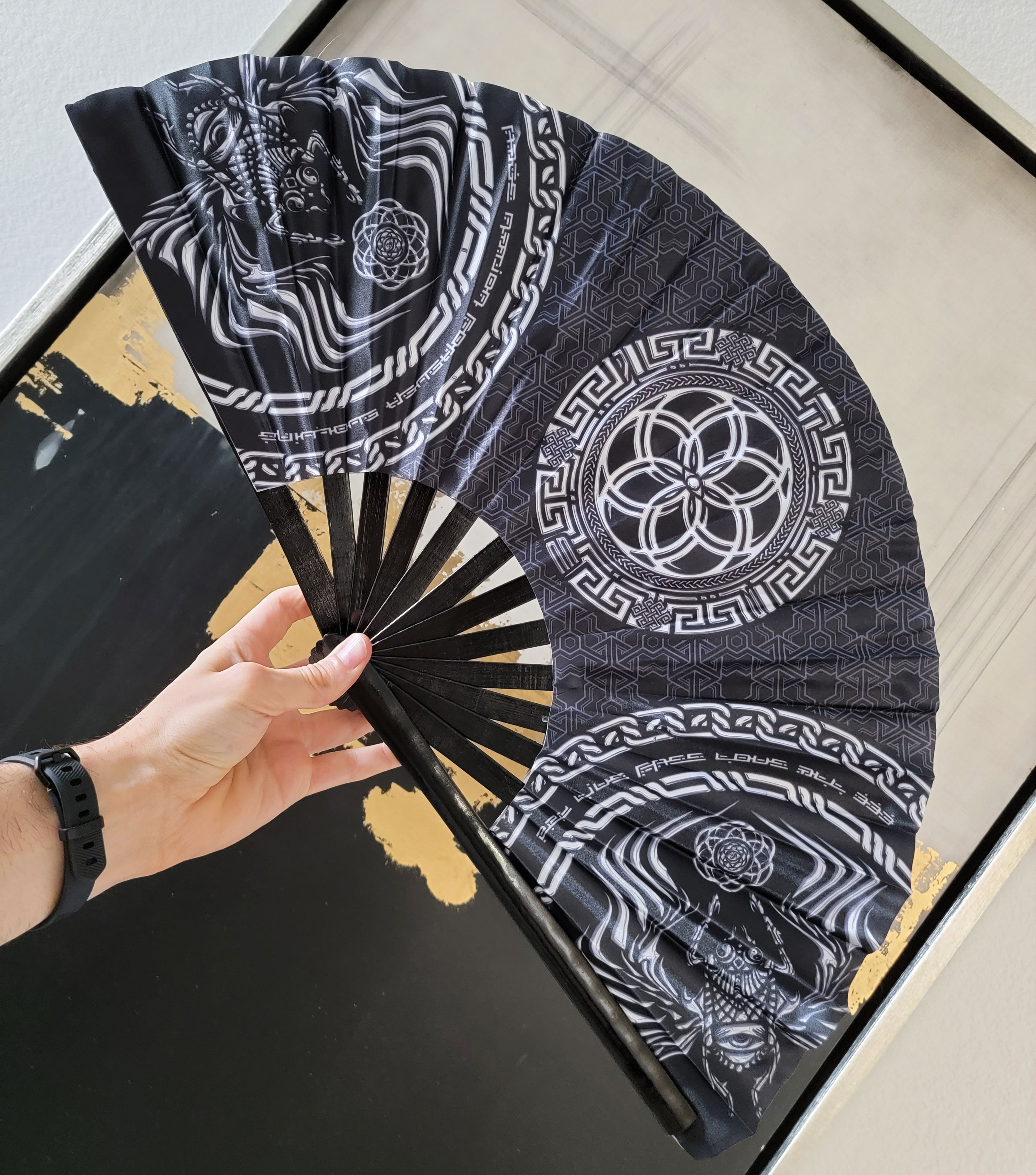 FOREVER EVOLVING SCARAB • Double-sided • Large Bamboo Folding Fan 