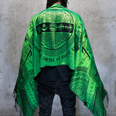 LOVE IS LAW • NUCLEAR GREEN • UV-Reactive Reversible Festival Shawl/Scarf Shawls 