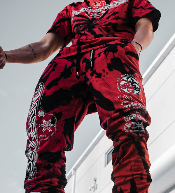 COEXIST V1 • RED SWIRL • Premium Tie-Dye Joggers Joggers 