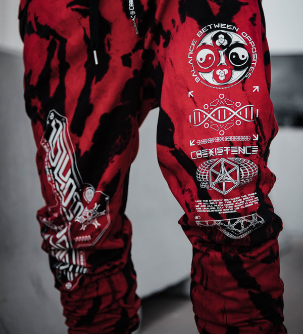COEXIST V1 • RED SWIRL • Premium Tie-Dye Joggers Joggers 