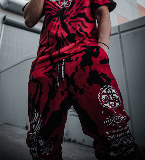 COEXIST V1 • RED SWIRL • Premium Tie-Dye Joggers Joggers 