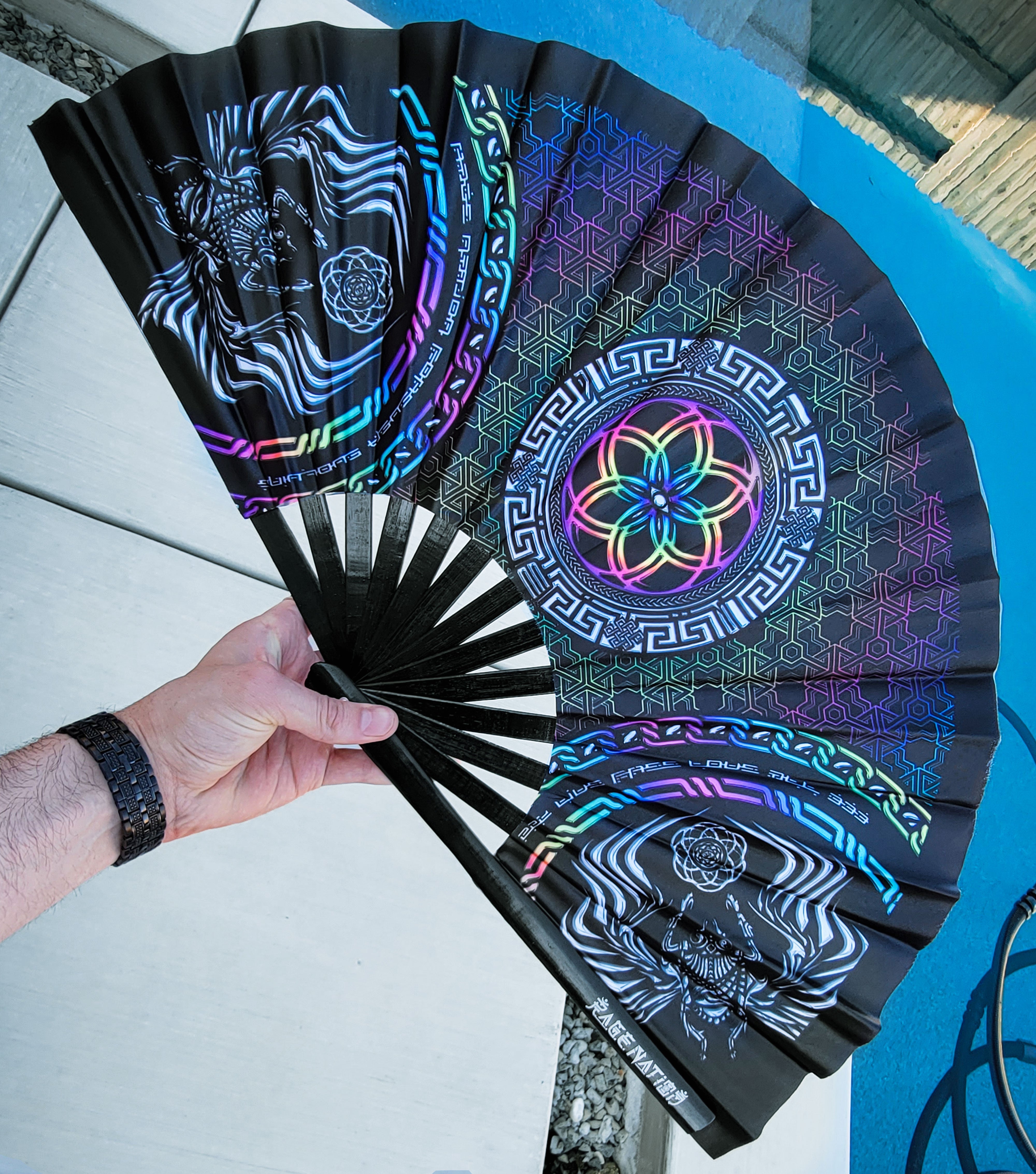COMING SOON • FOREVER EVOLVING SCARAB • SPECTRUM • Double-sided XL Bamboo Folding Fan Fan 