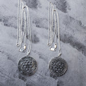 ANTIQUE SILVER • 925 Sterling Silver Geometric Amulet Jewelry 