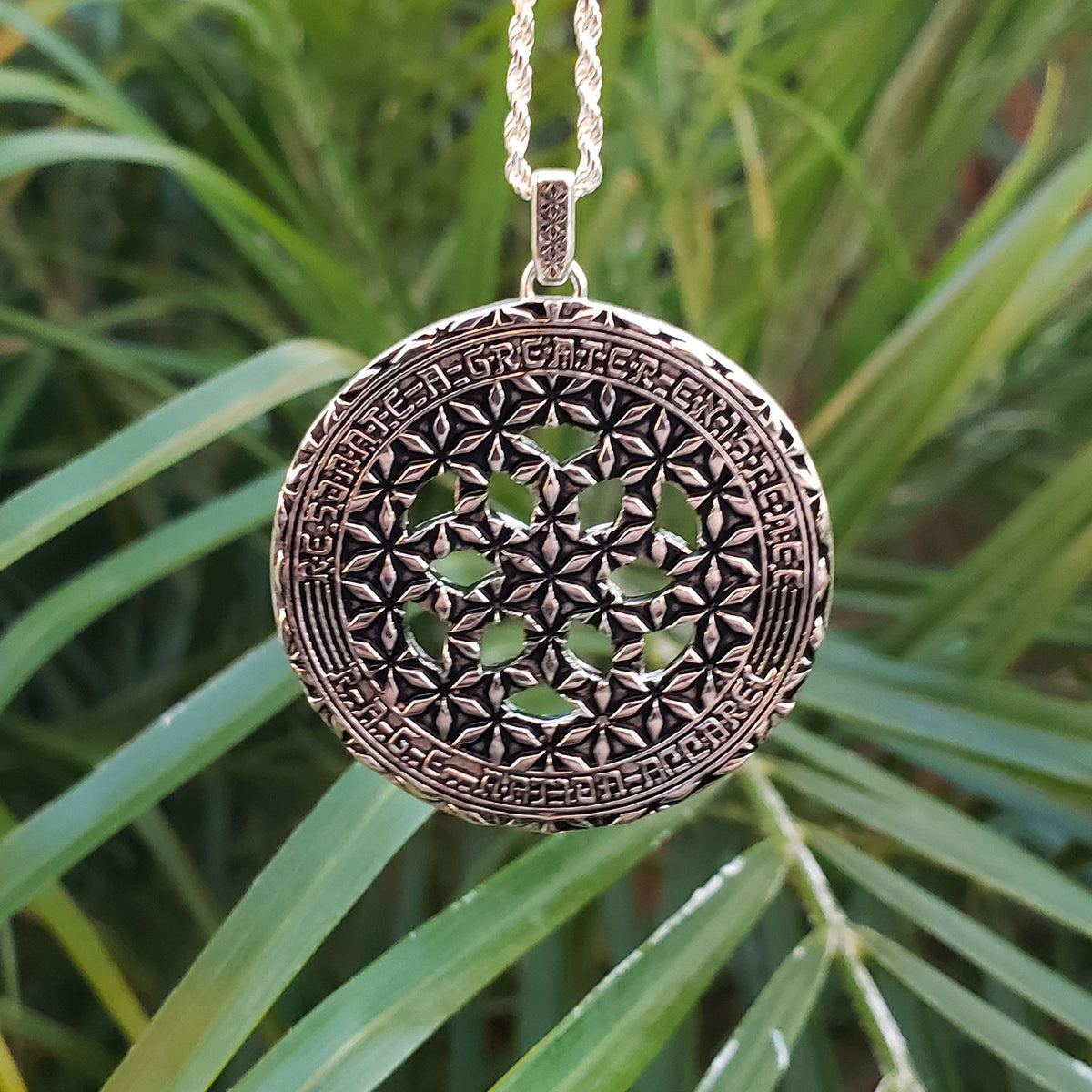 ANTIQUE SILVER • 925 Sterling Silver Geometric Amulet Jewelry 