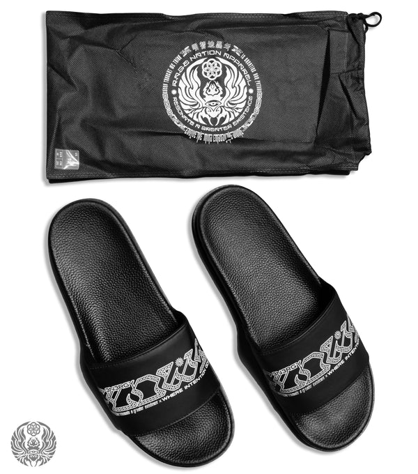 HARMONY HEALS • Cushioned Faux-Leather Slides Slides 