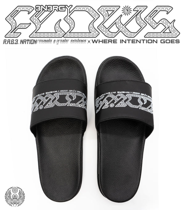 HARMONY HEALS • Cushioned Faux-Leather Slides Slides 