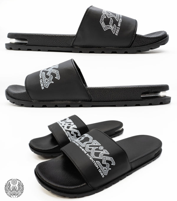 HARMONY HEALS • Cushioned Faux-Leather Slides Slides 